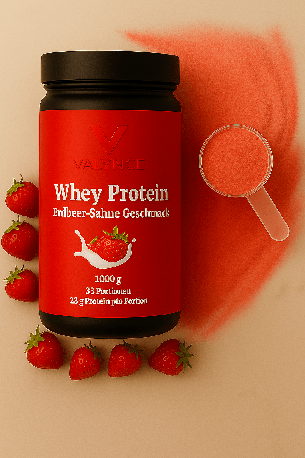 Premium Whey Protein Erdbeere - 1.000g - VALYNCE