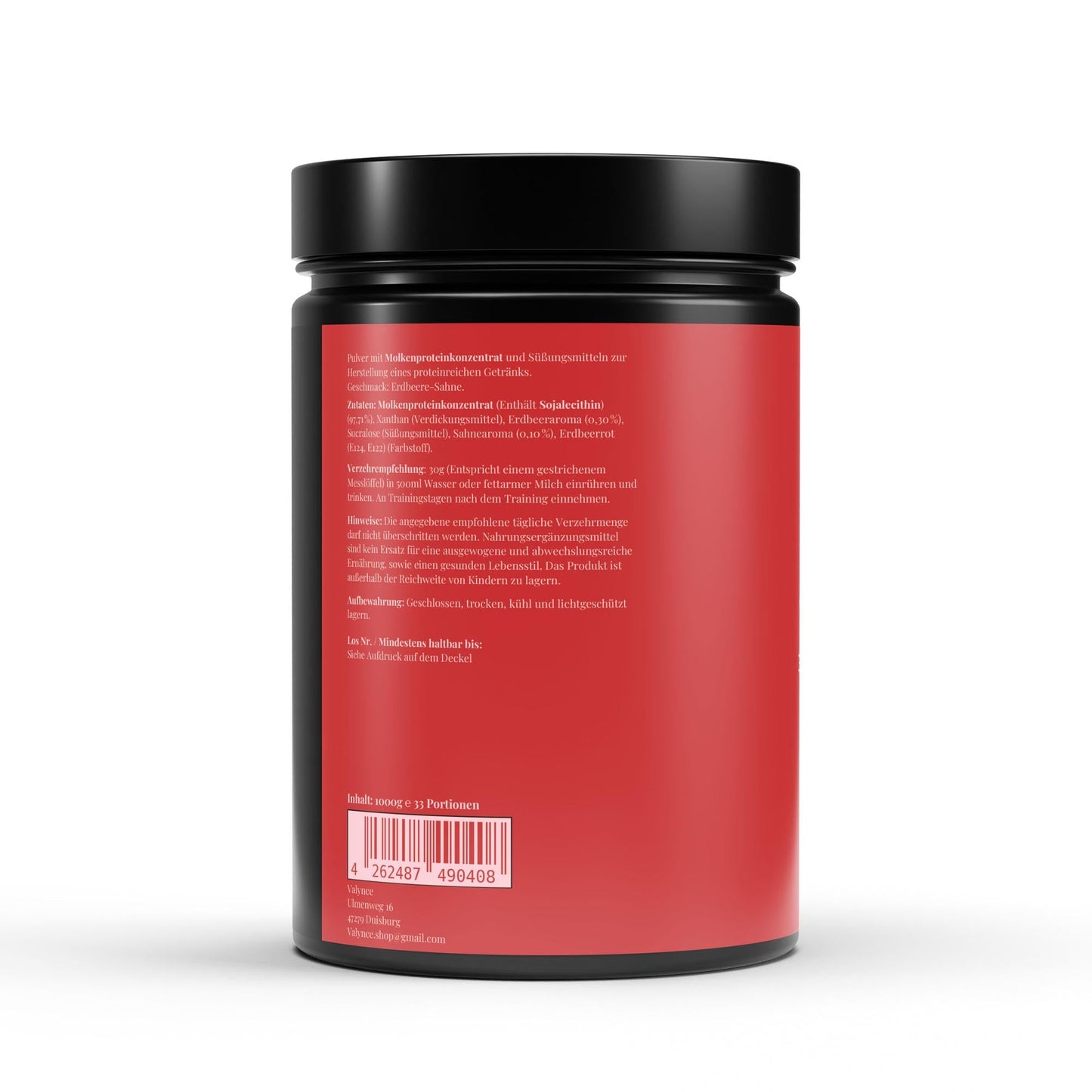 Premium Whey Protein Erdbeere - 1.000g - VALYNCE