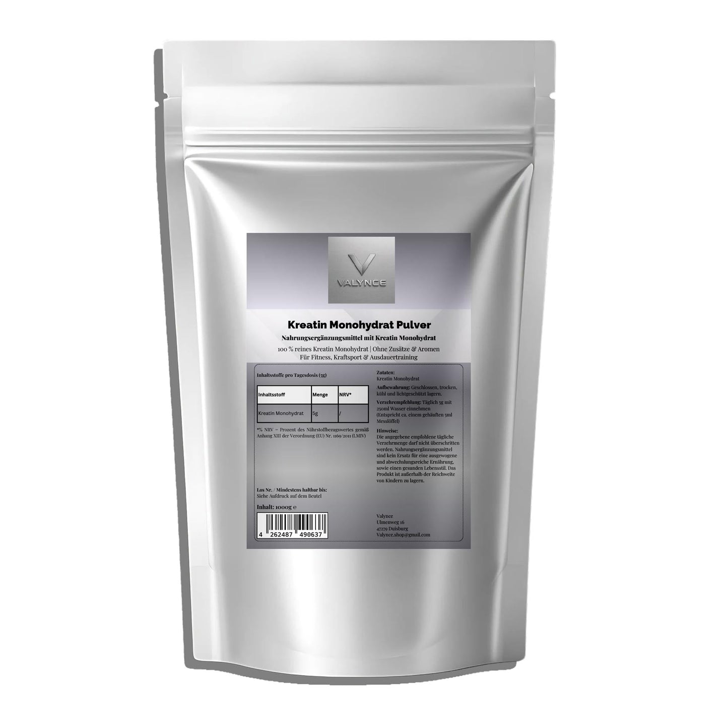 VALYNCE Kreatin Monohydrat 1000g Doypack - VALYNCE